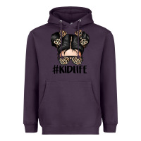Plum kid life leopard messy bun Heavyweight Hoodie - texasbilliewilder