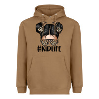 Toasted Coconut kid life leopard messy bun Heavyweight Hoodie - texasbilliewilder