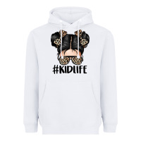 White kid life leopard messy bun Heavyweight Hoodie - texasbilliewilder