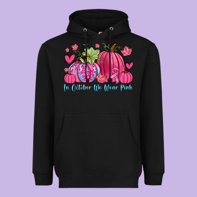 In October We Wear Pink Heavyweight Hoodie Designed By Zillion Design Studio