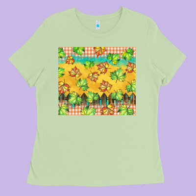 Fall Leaf Tumbler Ladies Tee Designed By Barkaloodesign