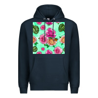 Navy floral background Premium Hoodie - BundleAndBundleShop