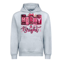 Heather Grey merry and bright pink Christmas Urban Hoodie - Jasminsmagicworld