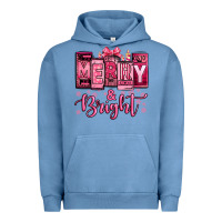 Pigment Pebble Blue merry and bright pink Christmas Urban Hoodie - Jasminsmagicworld