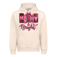 Merry And Bright Pink Christmas Urban Hoodie | Teevron