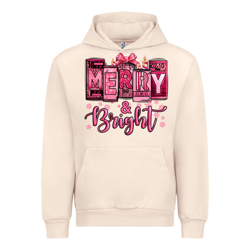 Merry And Bright Pink Christmas Urban Hoodie by Jasminsmagicworld | Teevron