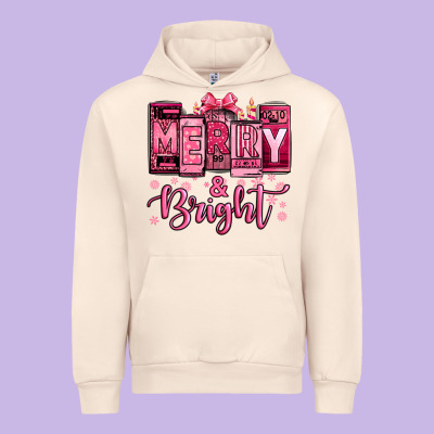 Merry And Bright Pink Christmas Urban Hoodie Designed By Jasminsmagicworld