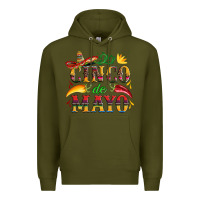 Army Green cinco de mayo with pepper and sombrero Premium Hoodie - Artiststas