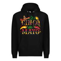 Black cinco de mayo with pepper and sombrero Premium Hoodie - Artiststas