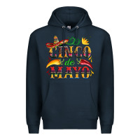 Navy cinco de mayo with pepper and sombrero Premium Hoodie - Artiststas