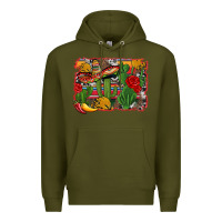 Army Green mexican cacti background Premium Hoodie - Artiststas