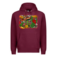 Burgundy mexican cacti background Premium Hoodie - Artiststas