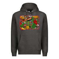 Charcoal Heather mexican cacti background Premium Hoodie - Artiststas