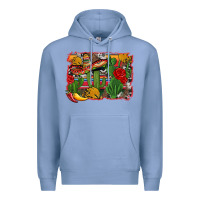 Colony Blue mexican cacti background Premium Hoodie - Artiststas