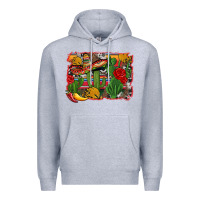 Heather Grey mexican cacti background Premium Hoodie - Artiststas