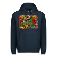 Navy mexican cacti background Premium Hoodie - Artiststas