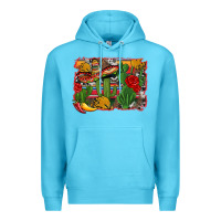 Ocean Blue mexican cacti background Premium Hoodie - Artiststas