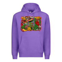 Purple mexican cacti background Premium Hoodie - Artiststas