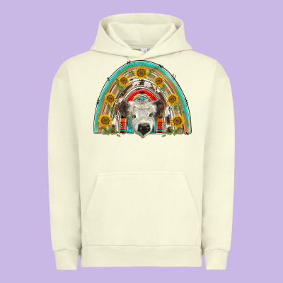 Scottish White Calf  Rainbow Urban Hoodie Designed By Barkaloodesign
