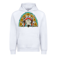 White scottish white calf  rainbow Urban Hoodie - BarkalooDesign
