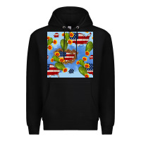 Black usa map cactus and sunflower seamless pattern Premium Hoodie - BundleAndBundleShop
