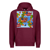 Burgundy usa map cactus and sunflower seamless pattern Premium Hoodie - BundleAndBundleShop