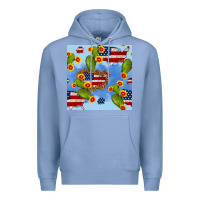 Colony Blue usa map cactus and sunflower seamless pattern Premium Hoodie - BundleAndBundleShop