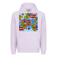 Lilac usa map cactus and sunflower seamless pattern Premium Hoodie - BundleAndBundleShop
