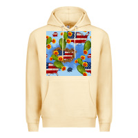 Pina Colada usa map cactus and sunflower seamless pattern Premium Hoodie - BundleAndBundleShop