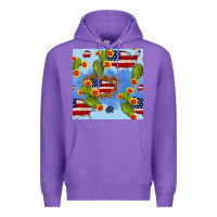 Purple usa map cactus and sunflower seamless pattern Premium Hoodie - BundleAndBundleShop