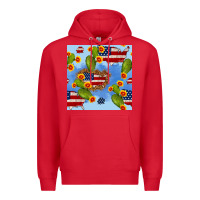 Red usa map cactus and sunflower seamless pattern Premium Hoodie - BundleAndBundleShop