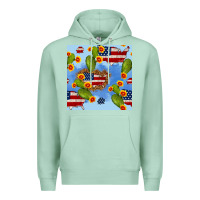 Seafoam usa map cactus and sunflower seamless pattern Premium Hoodie - BundleAndBundleShop