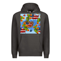 Usa Map Cactus And Sunflower Seamless Pattern Premium Hoodie | Teevron