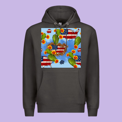 Usa Map Cactus And Sunflower Seamless Pattern Premium Hoodie Designed By Bundleandbundleshop