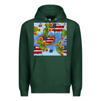 Sports Green usa map cactus and sunflower seamless pattern Premium Hoodie - BundleAndBundleShop