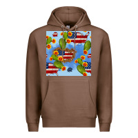 Chestnut usa map cactus and sunflower seamless pattern Premium Hoodie - BundleAndBundleShop