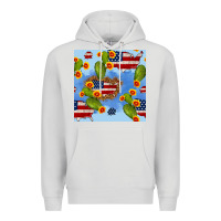 Dove Grey usa map cactus and sunflower seamless pattern Premium Hoodie - BundleAndBundleShop