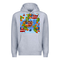 Heather Grey usa map cactus and sunflower seamless pattern Premium Hoodie - BundleAndBundleShop
