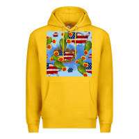 Lemon usa map cactus and sunflower seamless pattern Premium Hoodie - BundleAndBundleShop