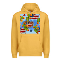 Mustard usa map cactus and sunflower seamless pattern Premium Hoodie - BundleAndBundleShop