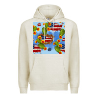 Oatmeal Heather usa map cactus and sunflower seamless pattern Premium Hoodie - BundleAndBundleShop