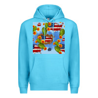 Ocean Blue usa map cactus and sunflower seamless pattern Premium Hoodie - BundleAndBundleShop