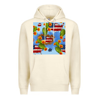 Sandshell usa map cactus and sunflower seamless pattern Premium Hoodie - BundleAndBundleShop