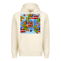 Tofu usa map cactus and sunflower seamless pattern Premium Hoodie - BundleAndBundleShop