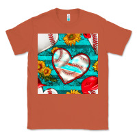 Copper baseball hearts and sunflowers with turquoise gemstone seamless patter Classic Tee - BundleAndBundleShop