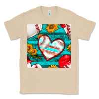 Mushroom baseball hearts and sunflowers with turquoise gemstone seamless patter Classic Tee - BundleAndBundleShop