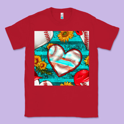 Baseball Hearts And Sunflowers With Turquoise Gemstone Seamless Patter Classic Tee Designed By Bundleandbundleshop