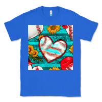 True Royal baseball hearts and sunflowers with turquoise gemstone seamless patter Classic Tee - BundleAndBundleShop