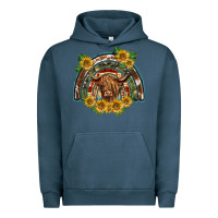 Pigment Midnight Navy scottish calf sunflowers rainbow Urban Hoodie - BarkalooDesign