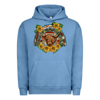 Pigment Pebble Blue scottish calf sunflowers rainbow Urban Hoodie - BarkalooDesign